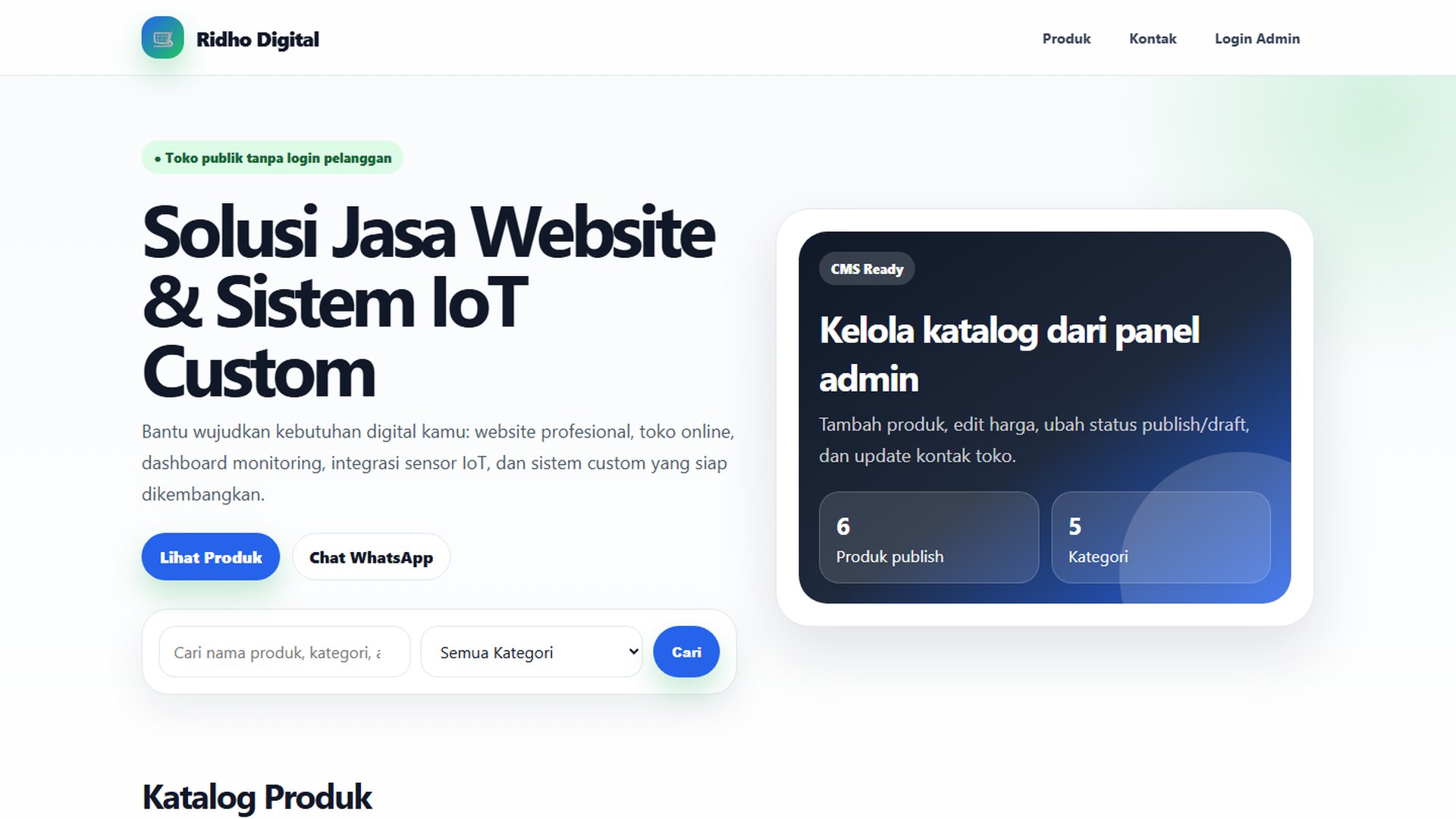 Tampilan toko online katalog produk WhatsApp
