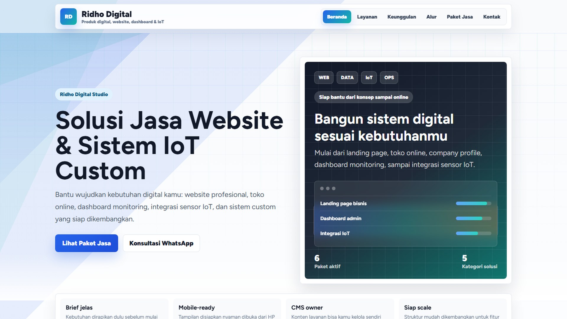 Tampilan Toko Saya website jasa digital dan IoT custom