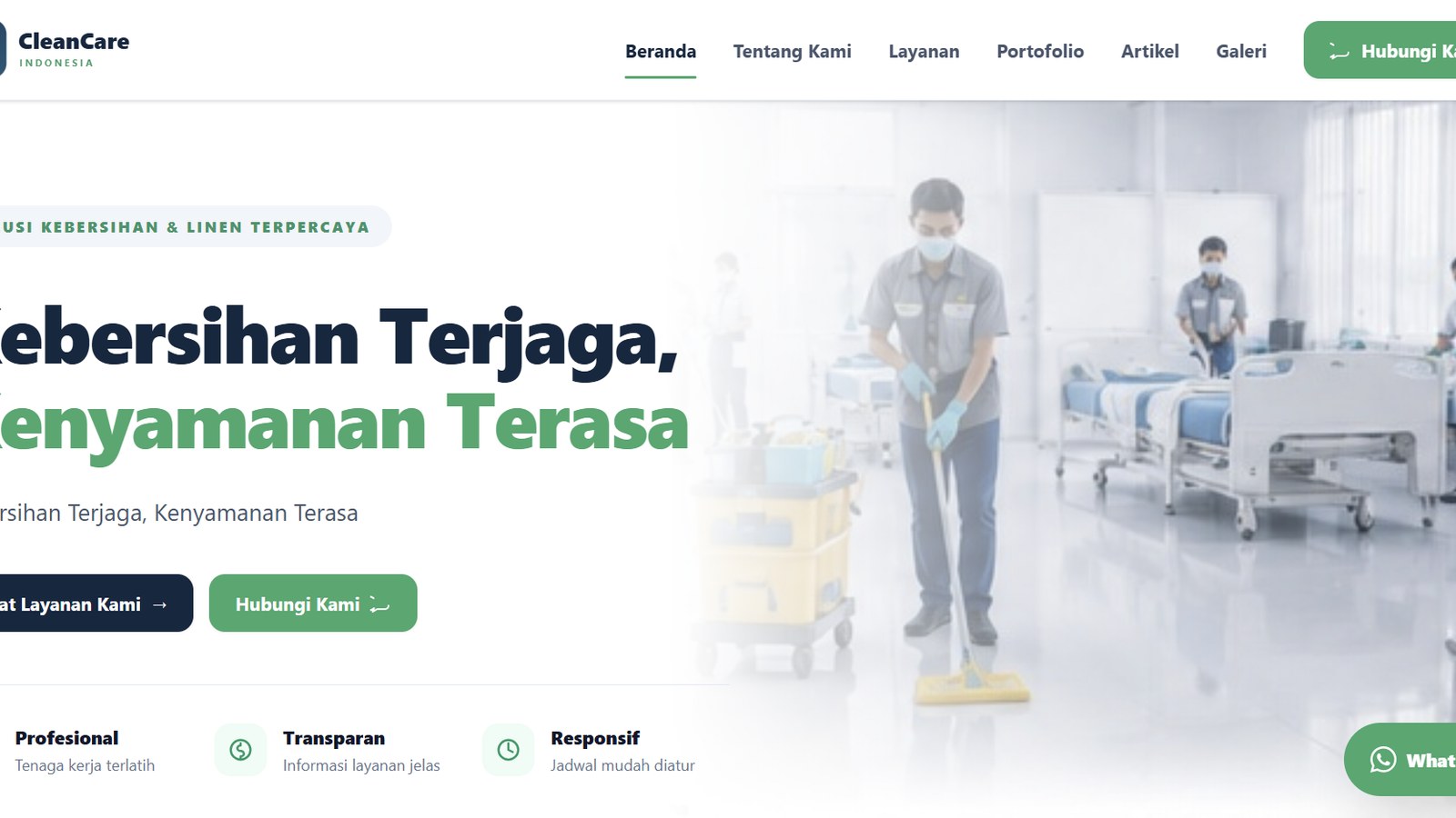 Website company profile perusahaan dengan halaman layanan