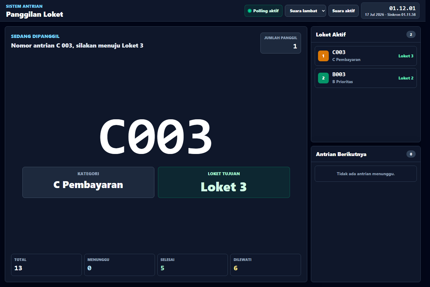 Voice Queue - Sistem Antrian Loket Realtime