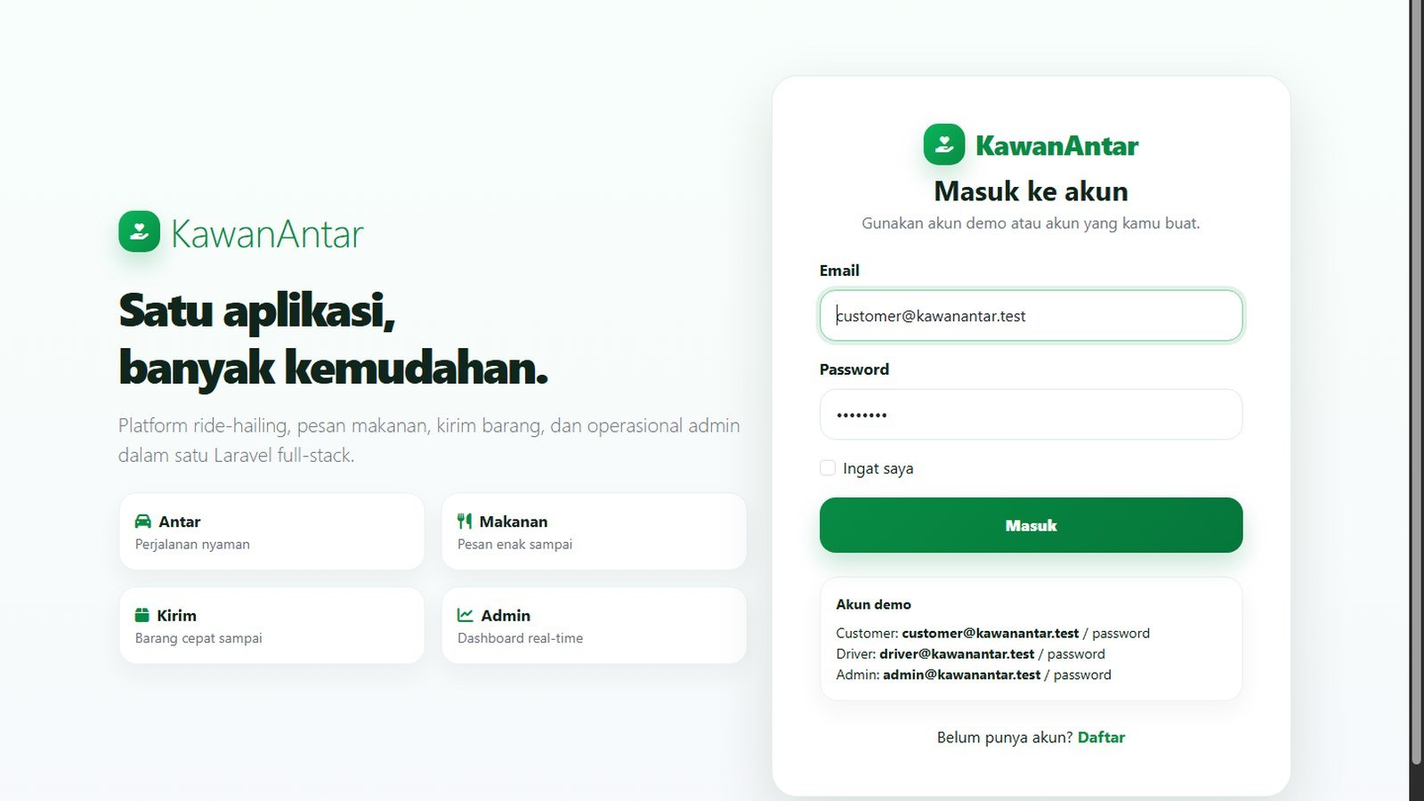 KawanAntar - Platform Pemesanan dan Pengantaran