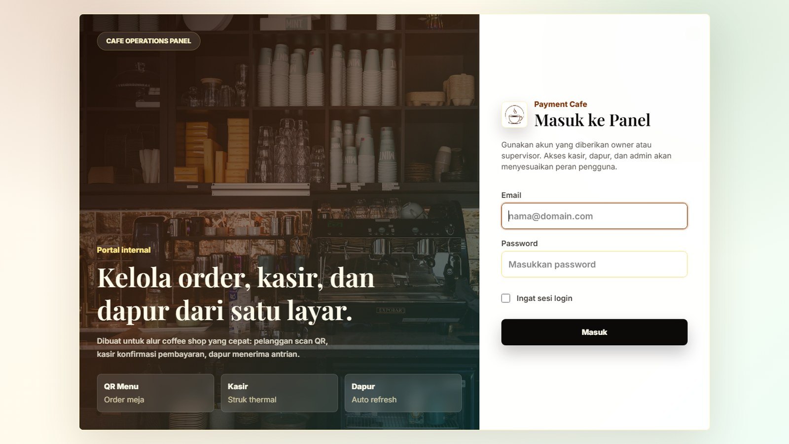 Payment Cafe - Sistem Pemesanan dan Pembayaran Cafe